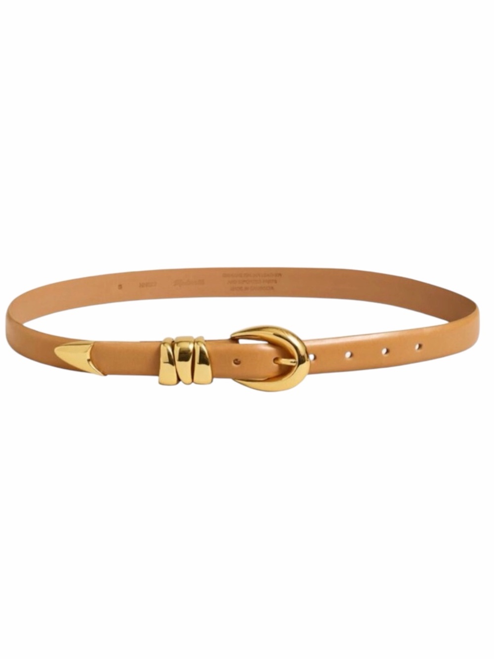 NWT Madewell Triple Metal Keeper Belt In desert camel Genuine Leather XL